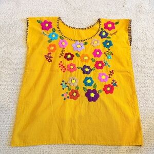 Embroidered Yellow Short Sleeve Top